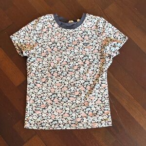 Levi's Navy Floral Short Sleeve Tee with Pink & White Blooms